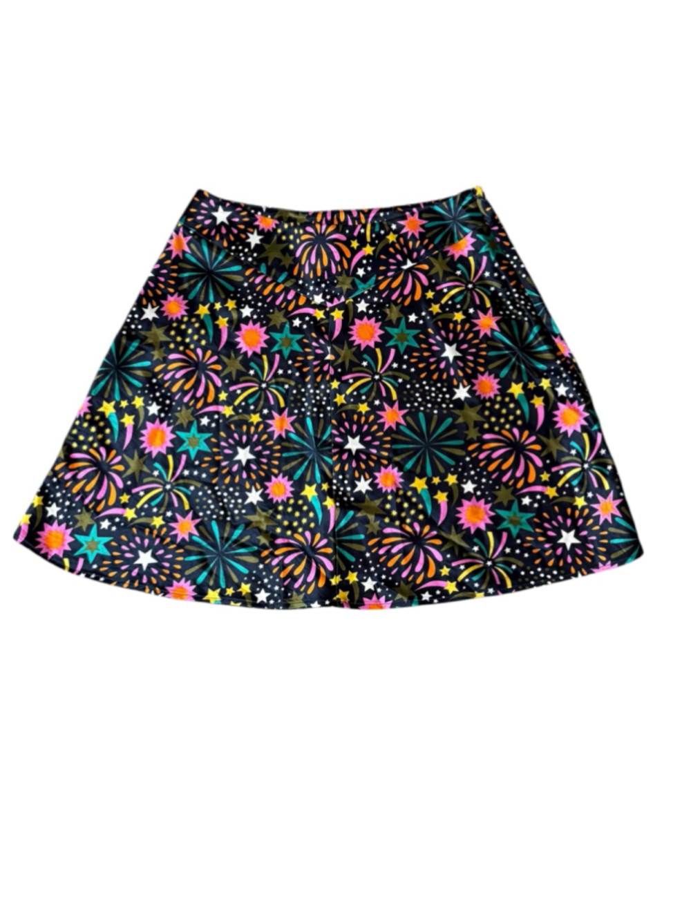 Women's Boden A-Line Skirt Size 8 Black Multi-color Fireworks Print